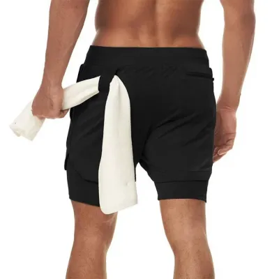 Men's Fashion Casual Printed Breathable Quick-Drying Double-Layer Sports Shorts