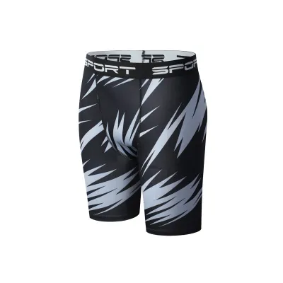 Men'S Fashion Casual Printed High Elastic Quick-Drying Tight Fitness Sports Shorts