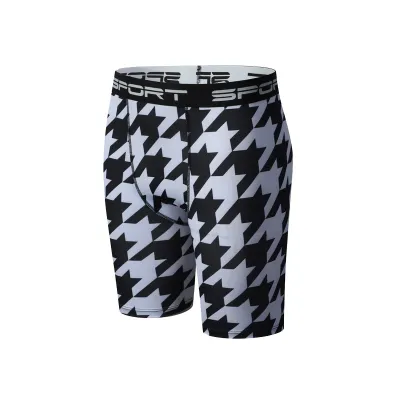 Men'S Fashion Casual Printed High Elastic Quick-Drying Tight Fitness Sports Shorts