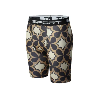 Men'S Fashion Casual Printed High Elastic Quick-Drying Tight Fitness Sports Shorts