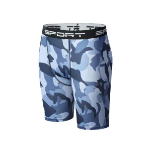 Men'S Fashion Casual Printed High Elastic Quick-Drying Tight Fitness Sports Shorts