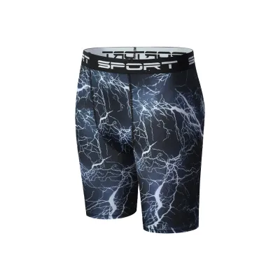 Men'S Fashion Casual Printed High Elastic Quick-Drying Tight Fitness Sports Shorts