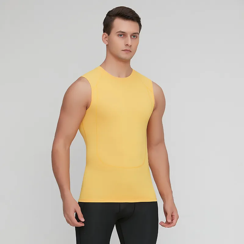 Men'S Fashion Casual Solid Color Fitness Sports High Elastic Quick Dry Tank Top