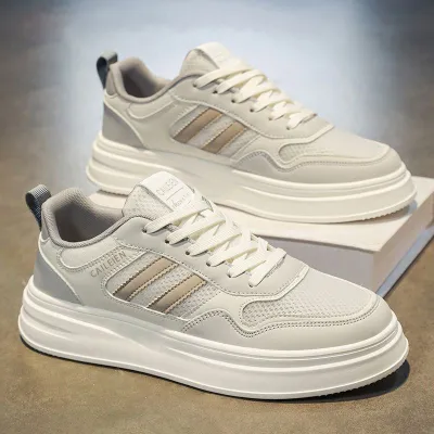 Men's Fashion Casual Summer Breathable Mesh Flat Sneakers Lace Up Low Top