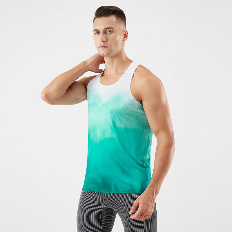 Men Fashion Casual Gradient Summer Quick-Dry Breathable Sleeveless Sports Tank Top