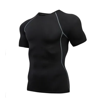 Men's High Stretch Sports Tight Short Sleeve T-Shirt Solid Color Polyester