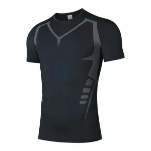 Men's Summer High Elastic Breathable Quick-Dry Sports Tight Short Sleeve T-Shirt