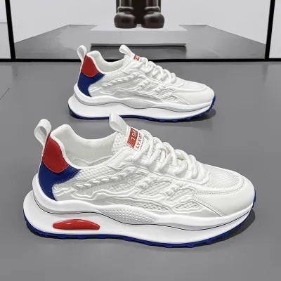 Men's Fashion Casual Breathable Mesh Lace Up Platform Sneakers