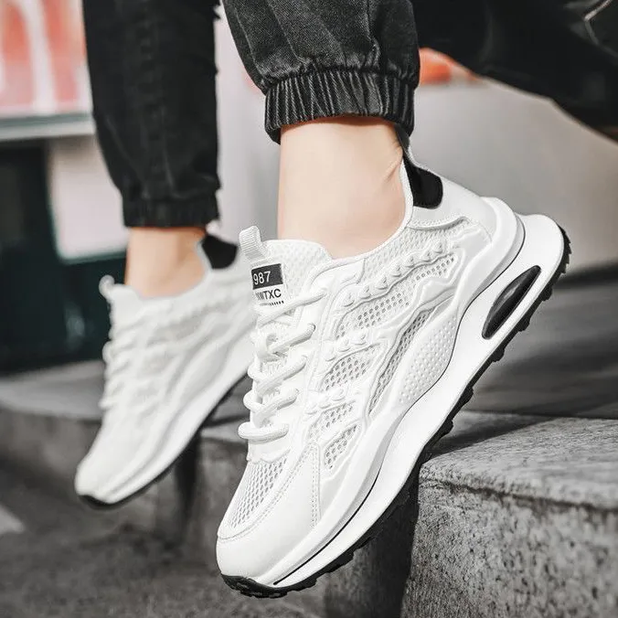 Men's Fashion Casual Breathable Mesh Lace Up Platform Sneakers