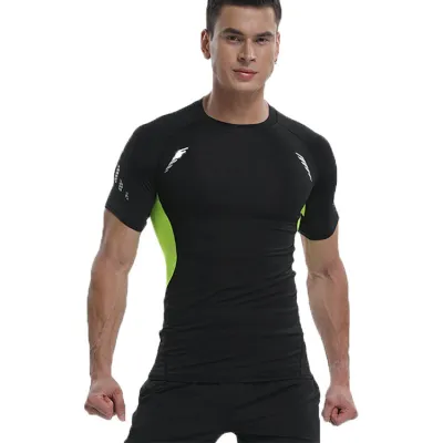 Men's Fashion Casual Sports Printed High-Elastic Quick-Dry Tight Short-Sleeve T-Shirt Unisex