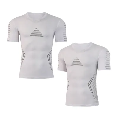 Men's Fashion Casual Printed Sports Quick-Drying Breathable Tight Short-Sleeve T-Shirt