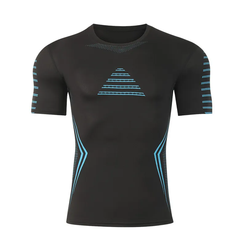 Men's Fashion Casual Printed Sports Quick-Drying Breathable Tight Short-Sleeve T-Shirt