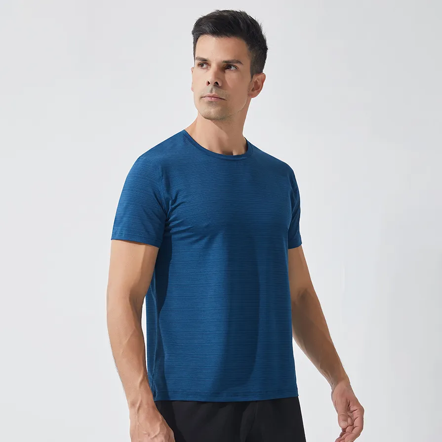 Men's Sports Summer Solid Color Round Neck Breathable Quick-Drying Short-Sleeve T-Shirt
