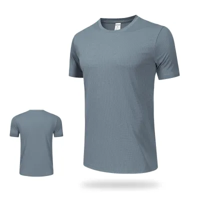 Men Casual Quick-Drying Breathable Short-Sleeve T-Shirt Solid Color Round Neck