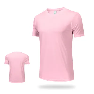 Men Casual Quick-Drying Breathable Short-Sleeve T-Shirt Solid Color Round Neck