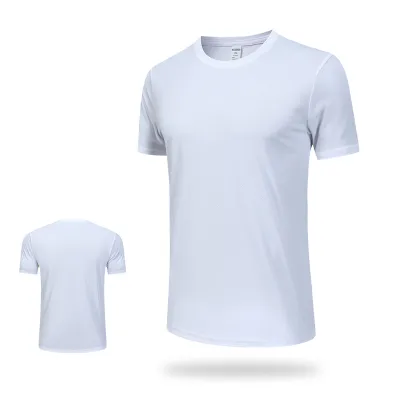Men Casual Quick-Drying Breathable Short-Sleeve T-Shirt Solid Color Round Neck