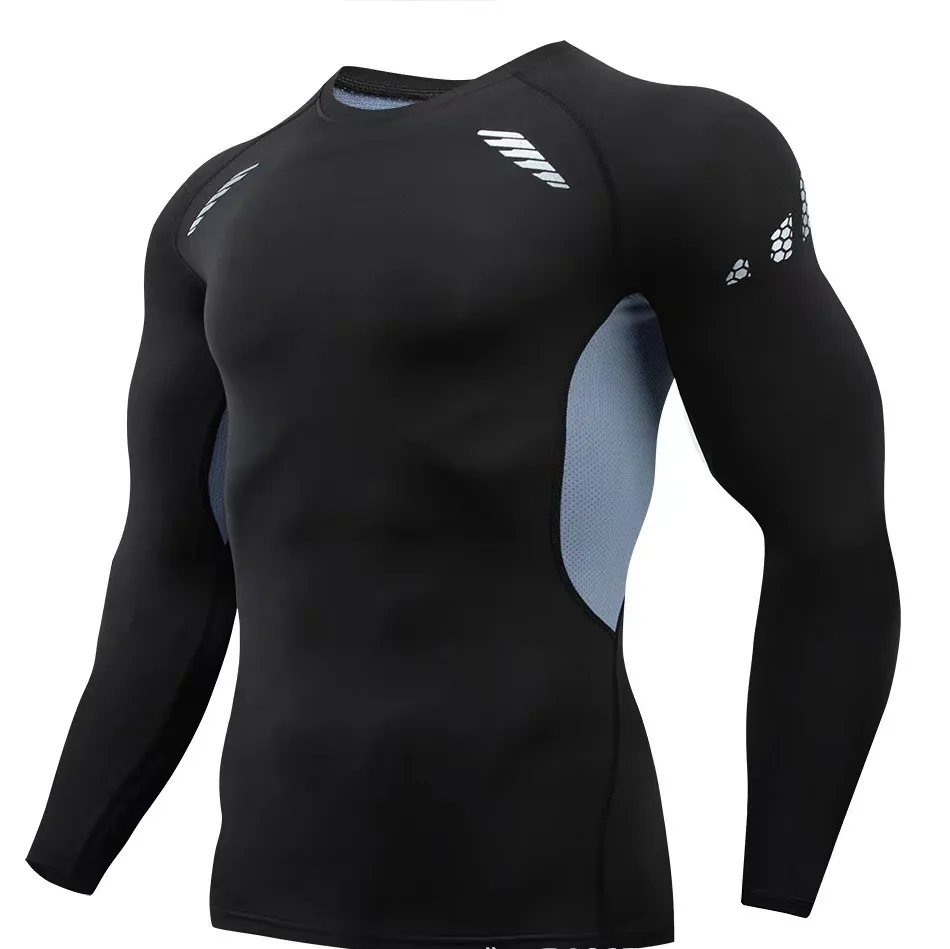Men's Fashion Casual Quick-Drying Breathable Long-Sleeve Sports T-Shirt Polyester