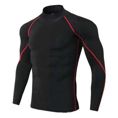 Men's Fashion Casual High Collar Quick-Drying Striped Sports T-Shirt