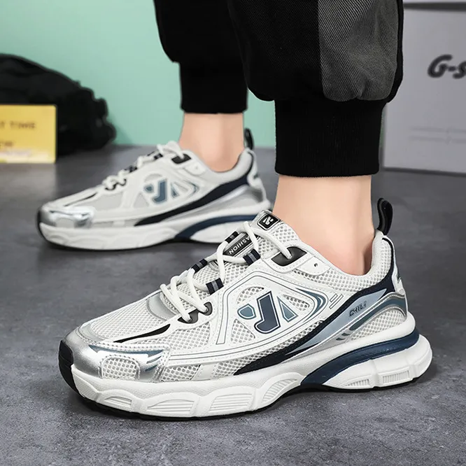 Men's Casual Breathable Mesh Lace-Up Platform Sneakers