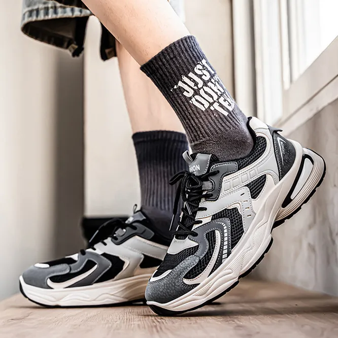 Men's Fashion Breathable Mesh Platform Lace-Up Sneakers