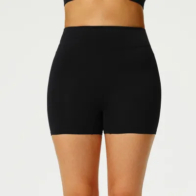 Women Fashion Casual Solid Color Quick-Drying High Waist Yoga Tight Shorts