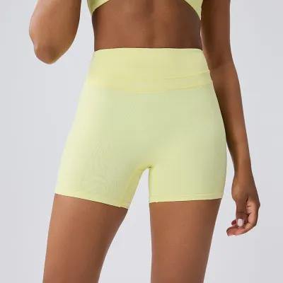 Women Fashion Simple Solid Color High Waist Sports Shorts