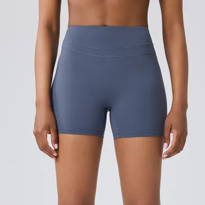 Women Fashion Simple Solid Color High Waist Sports Shorts