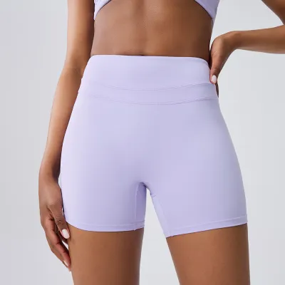 Women Fashion Simple Solid Color High Waist Sports Shorts