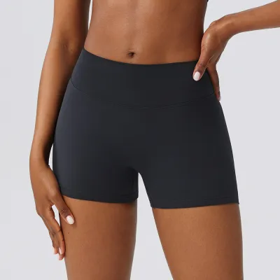 Women Fashion Casual Solid Color Breathable Sports Yoga Tight Shorts