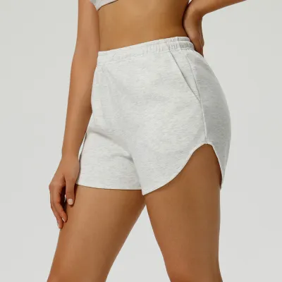 Women Fashion Casual Simple Solid Color Pocket Drawstring Loose Sports Yoga Shorts