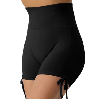 Women Fashion Leopard Seamless Drawstring High Waist Tight Quick-Drying Yoga Shorts