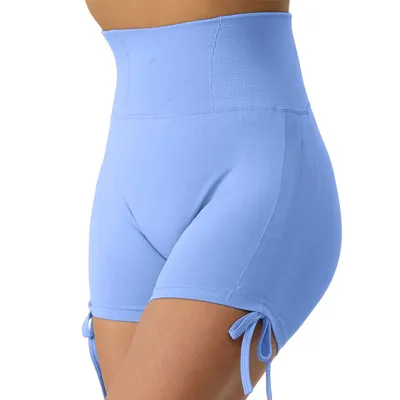 Women Fashion Leopard Seamless Drawstring High Waist Tight Quick-Drying Yoga Shorts
