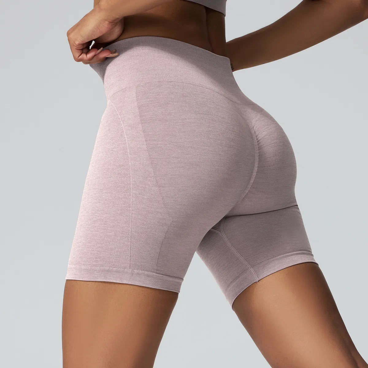 Women Fashion Casual Solid Color Seamless Tight Quick-Dry Yoga Shorts