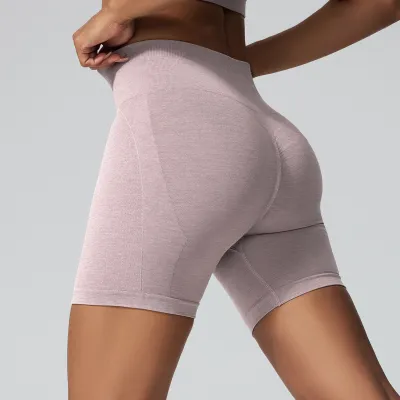 Women Fashion Casual Solid Color Seamless Tight Quick-Dry Yoga Shorts