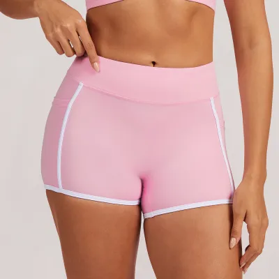 Women Fashion Casual Contrast Color Tight High Elastic Yoga Shorts