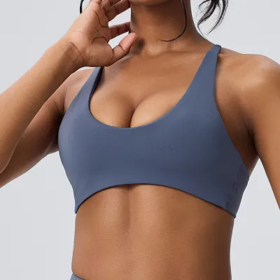 Women Fashion Solid Color Thin Strap Backless Sports Yoga Bra
