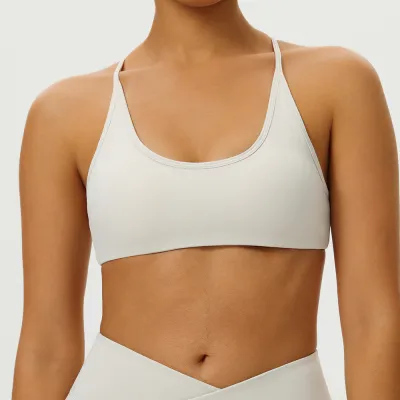 Women Fashion Solid Color Thin Strap Backless Breathable Quick-Dry High Elastic Sports Yoga Bra