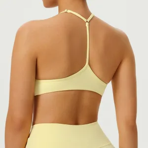Women Fashion Solid Color Thin Strap Backless Breathable Quick-Dry High Elastic Sports Yoga Bra