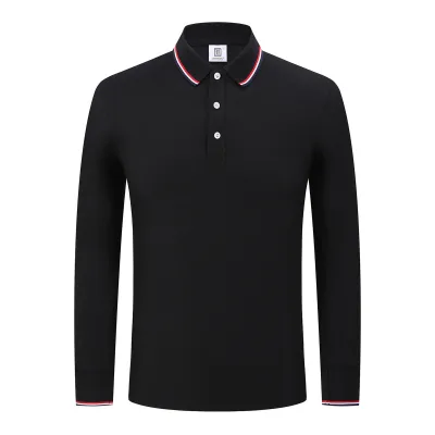 Fashion Casual Autumn Winter Solid Color Long Sleeve Men's Polo Shirt