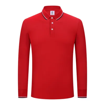 Fashion Casual Autumn Winter Solid Color Long Sleeve Men's Polo Shirt
