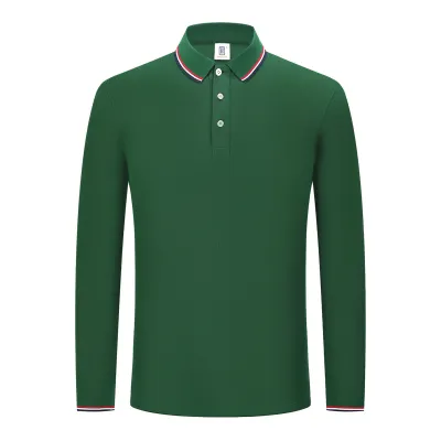 Fashion Casual Autumn Winter Solid Color Long Sleeve Men's Polo Shirt