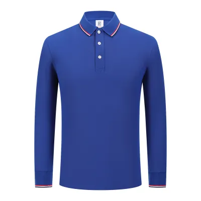 Fashion Casual Autumn Winter Solid Color Long Sleeve Men's Polo Shirt