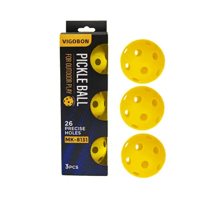 Juego de 3 pelotas de pickleball de inyección de 26 agujeros, color liso, a la moda.