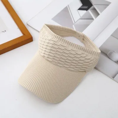 Women Casual Solid Color Fish Scale Empty Top Sunshade Sports Visor Hats