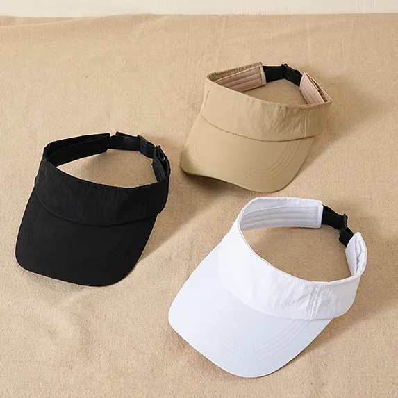 Fashion Casual Solid Color Quick-Drying Wide-Brimmed Without A Top Sunshade Sports Visor Hat