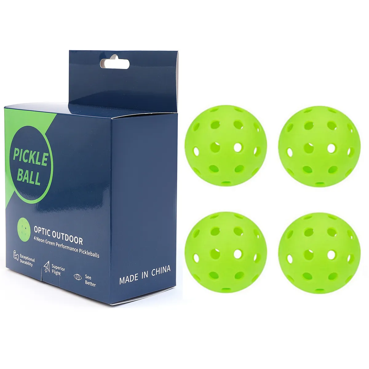 Fashion Solid Color 74mm40 Hole Plastic Pe Pickleball Ball 4pcs/Box