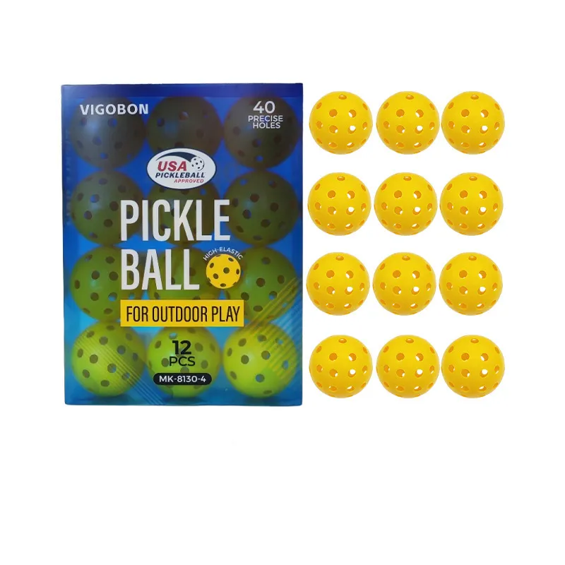 Fashion Solid Color 40 Hole Tpe Injection Molding Pickleball 12pcs/Box