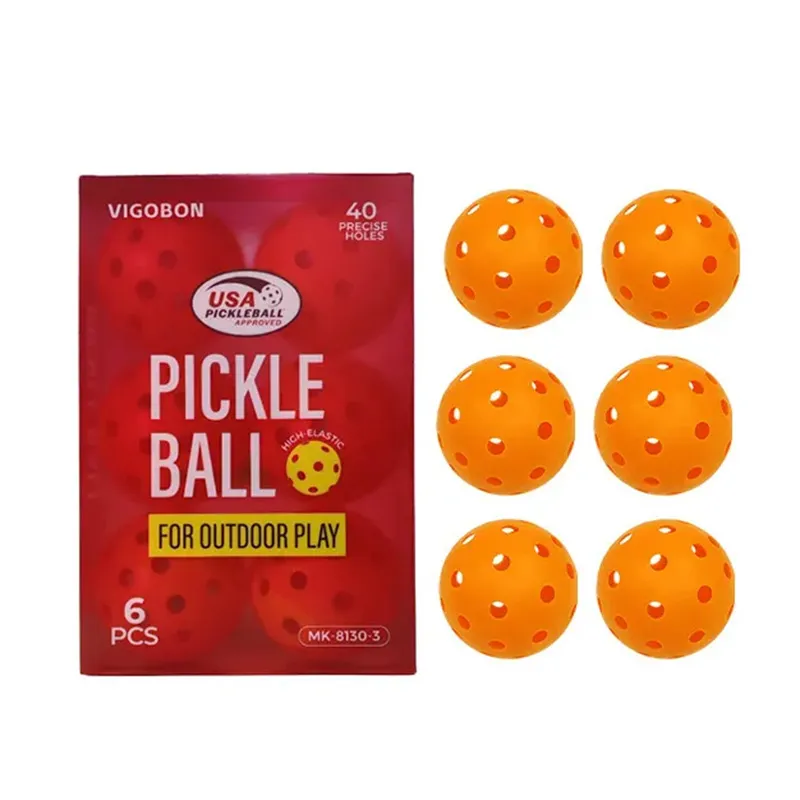 Fashion Solid Color 40 Hole Tpe Injection Molding Pickleball 6pcs/Box