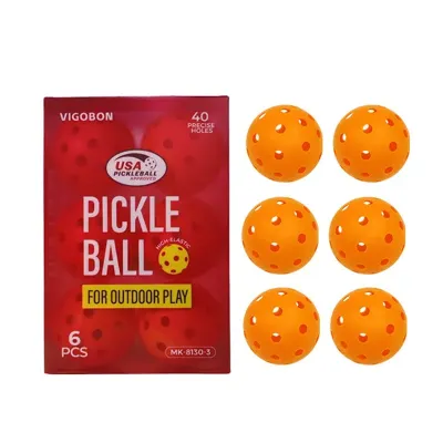 Caja de 6 pelotas de pickleball de color liso con 40 agujeros, moldeadas por inyección de TPE y de moda.