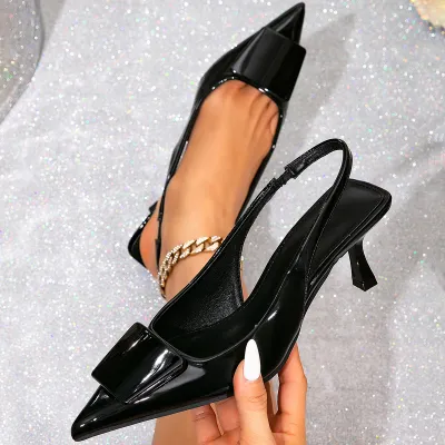 Women's Sexy Solid Color Pointed Toe Stiletto Heel Sandals